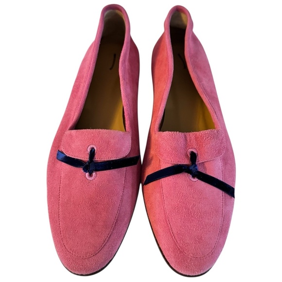J. Crew Women’s 6.5 Pink Suede Manhattan Loafers Flats Shoes Blue Velvet Italy - Picture 8 of 12